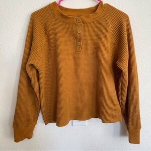 Mustard waffle knit henley